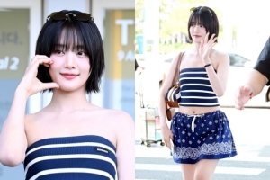 [HD화보] 민니, 튜브톱 입고 배꼽 드러냈다…청량+섹시 다 잡은 '정석' 휴가룩