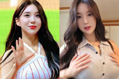김현영, 'E컵 치어리더'의 아찔한 추석 인사…대놓고 '라인 터치'