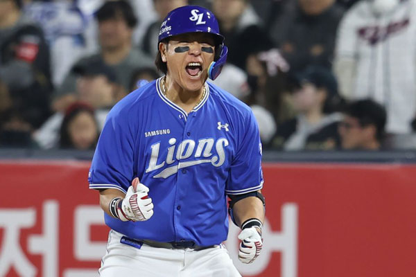 '승승승승' 삼성, 공포의 9번타자 강민호 4타점 폭발!…KT 꺾고 WS 확보