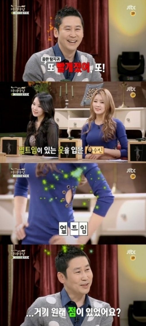 '마녀사냥'의 신동엽이 수빈의 의상을 언급했다. ⓒ JTBC 방송화면