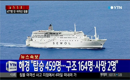 진도 여객선 침몰 ⓒ YTN 방송화면 