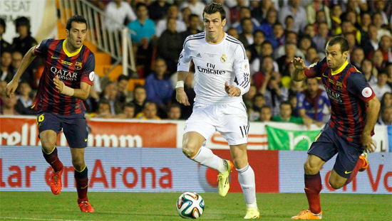 레알 마드리드의 가레스 베일이 바르셀로나와 치른 국왕컵 결승전에서 후반 38분 극적인 결승골을 터뜨리며 팀에 우승컵을 안겼다. ⓒ 레알 마드리드 홈페이지 캡쳐