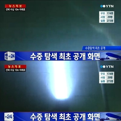 세월호 수색 영상 ⓒ YTN 방송화면 캡처