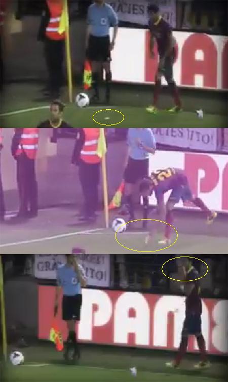 바르셀로나의 수비수 다니엘 알베스가 인종차별 행위에 재치있게 대처해 눈길을 끌었다. ⓒ 관련 유튜브 동영상 캡쳐