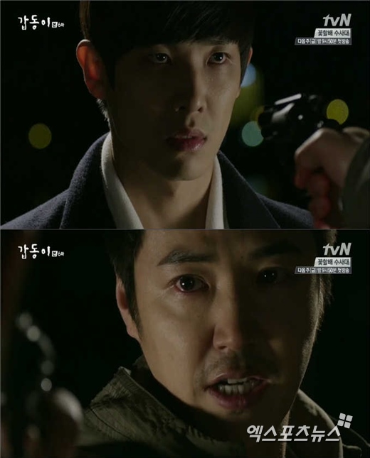 '갑동이'의 윤상현이 이준을 상대로 러시안룰렛을 시도했다. ⓒ tvN 방송화면