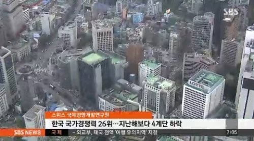 한국 국가경쟁력 26위 ⓒ SBS 방송화면