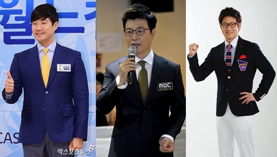 SBS 배성재, MBC 김성주, KBS 조우종 캐스터가 2014브라질월드컵에서 중계 대결을 펼친다 ⓒ 엑스포츠뉴스DB, MBC, KBS