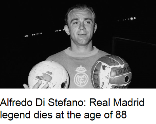알프레도 디 스테파뇨의 사망 소식이 전해졌다 ⓒ BBC 홈페이지 캡쳐