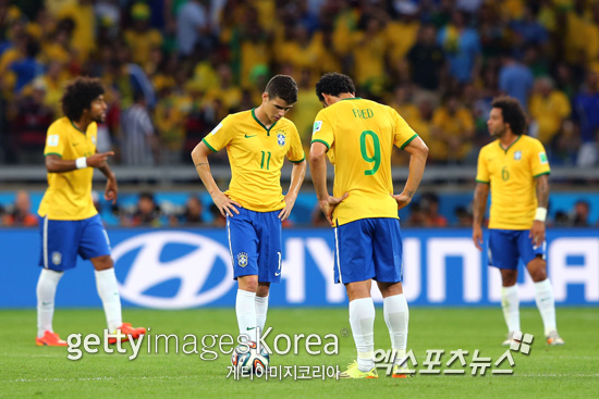 브라질이 독일에게 1-7로 무릎을 꿇으며 결승 문턱에서 좌절했다 ⓒ Gettyimages/멀티비츠
