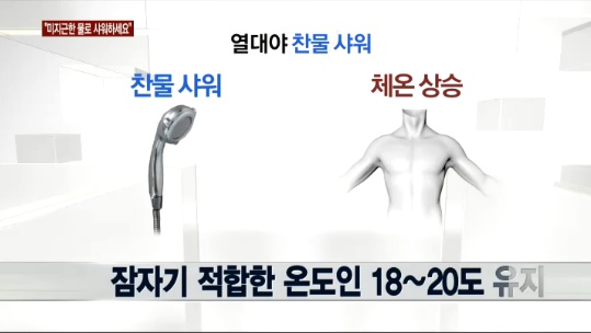 열대야 찬물 샤워에 주의가 요구된다. ⓒ 뉴스와이 방송화면