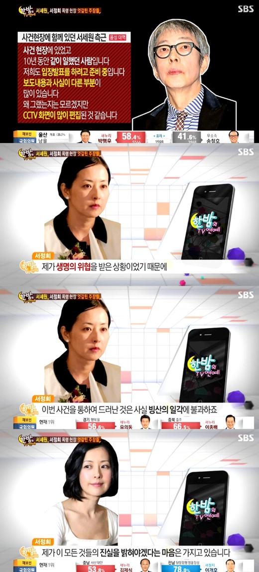  서정희와 서세원의 진실 공방이 계속되고 있다. ⓒ SBS 방송화면