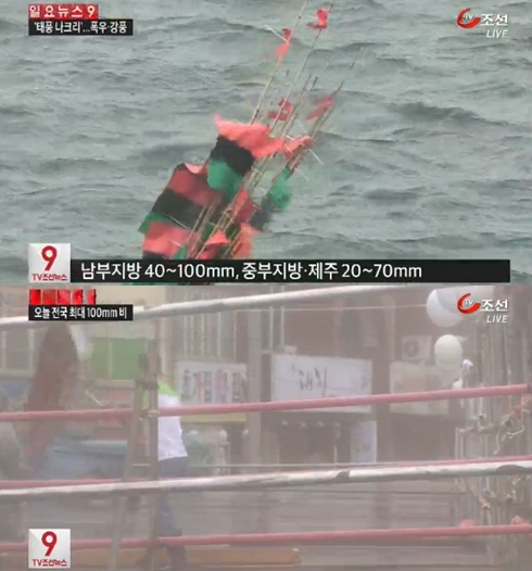 전국이 태풍 나크리 영향권에 들면서 피해가 속출하고 있다. ⓒ TV 조선