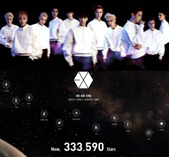 엑소의 글로벌 팬클럽 '엑소-엘' 가입자 수가 33만명을 돌파했다. ⓒ 엑소엘 홈페이지 캡처, SM