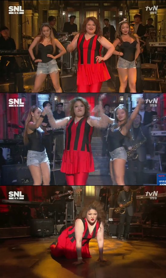 'SNL 코리아' 이국주가 현아 '빨개요'를 선보였다. ⓒ tvN 방송화면