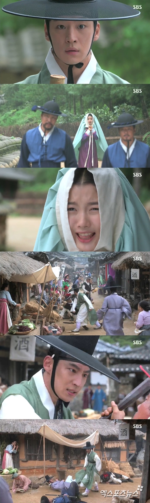 '비밀의 문'의 이제훈과 김유정이 세책 단속에 걸려 추격전을 벌였다. ⓒ SBS 방송화면