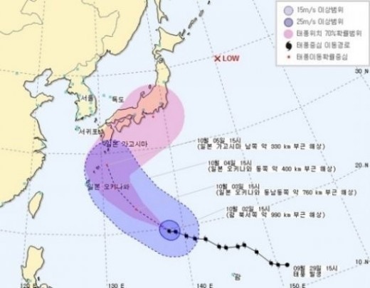 태풍 판폰 예상경로 ⓒ 기상청 홈페이지