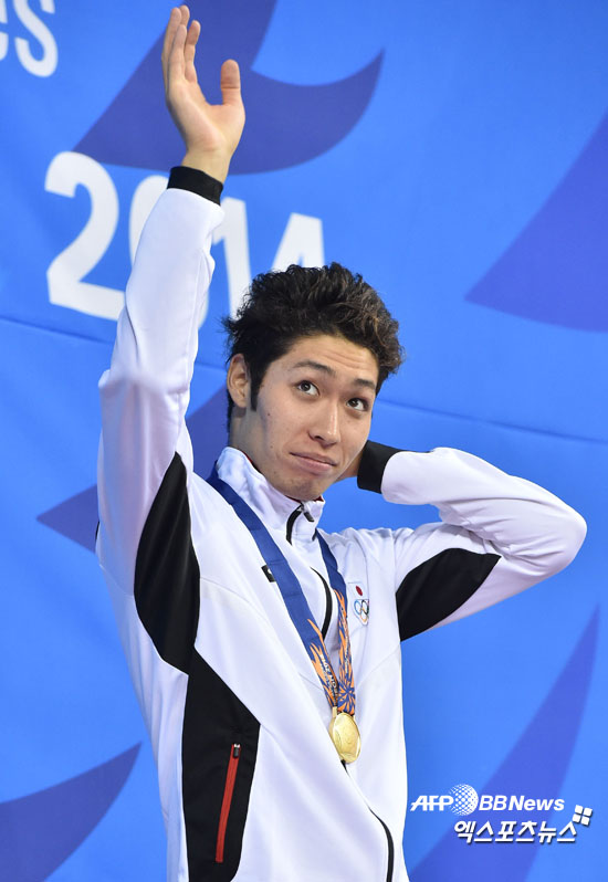 인천아시안게임 최우수 선수로 선정된 일본 수영 국가대표 하기노 고스케 ⓒ AFPBBNews=News1