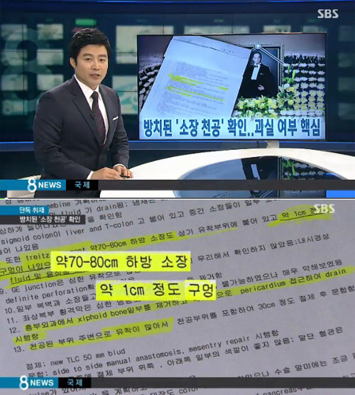 故 신해철 천공 발견  ⓒ SBS 방송화면