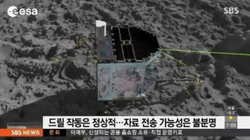 혜성 탐사로봇 필레 배터리 방전 ⓒ SBS 혜성 탐사로봇 필레 배터리 방전 방송화면