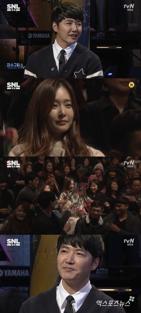 'SNL 코리아'에서 윤상현이 메이비에게 프러포즈를 했다. ⓒ tvN 방송화면