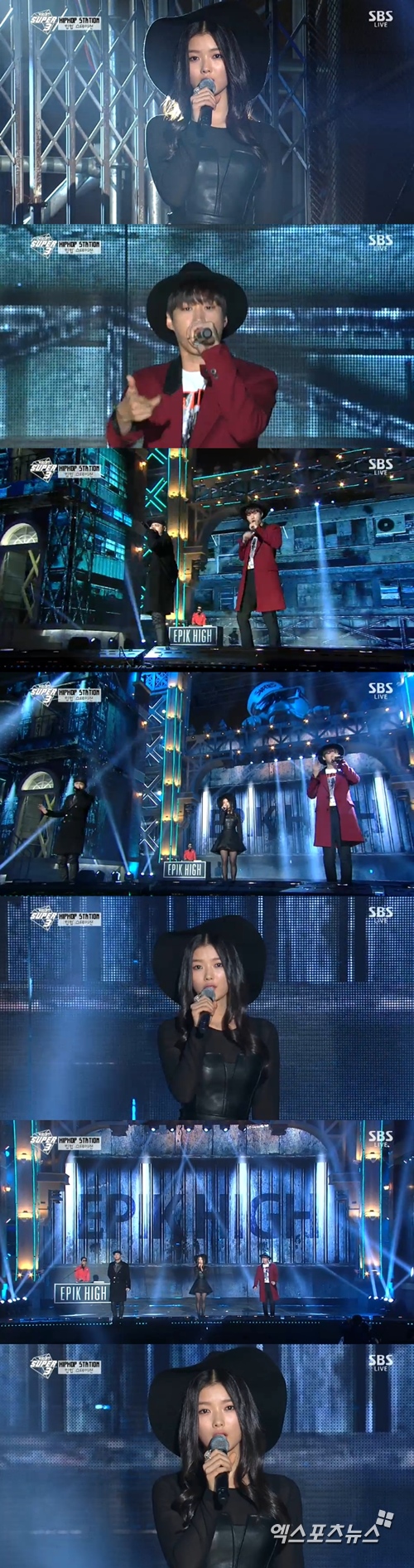 '가요대전'에서 에픽하이와 김유정이 콜라보레이션 무대를 꾸몄다. ⓒ SBS 방송화면