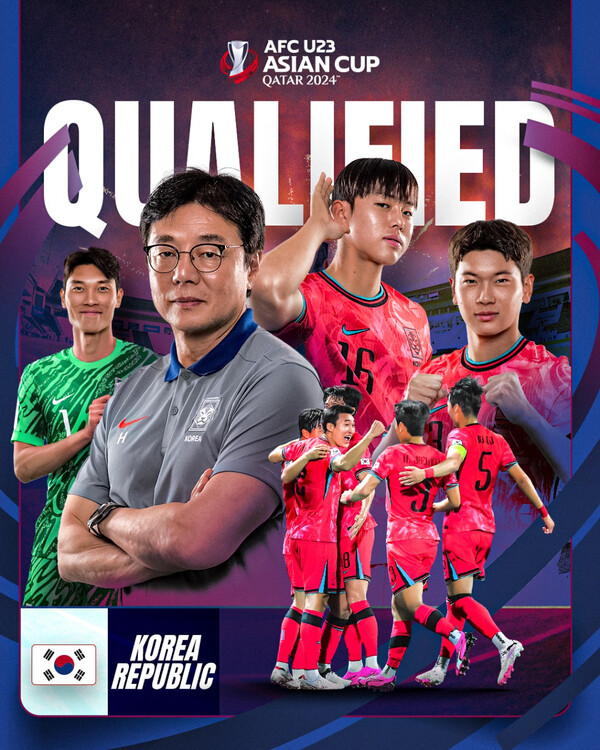 조별리그 2차전에서 승리하면서 2연승으로 조기에 8강 진출을 확정 지은 한국. 사진 아시아축구연맹