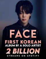 방탄소년단(BTS) 지민 'FACE', 스포티파이 20억 스트리밍 돌파