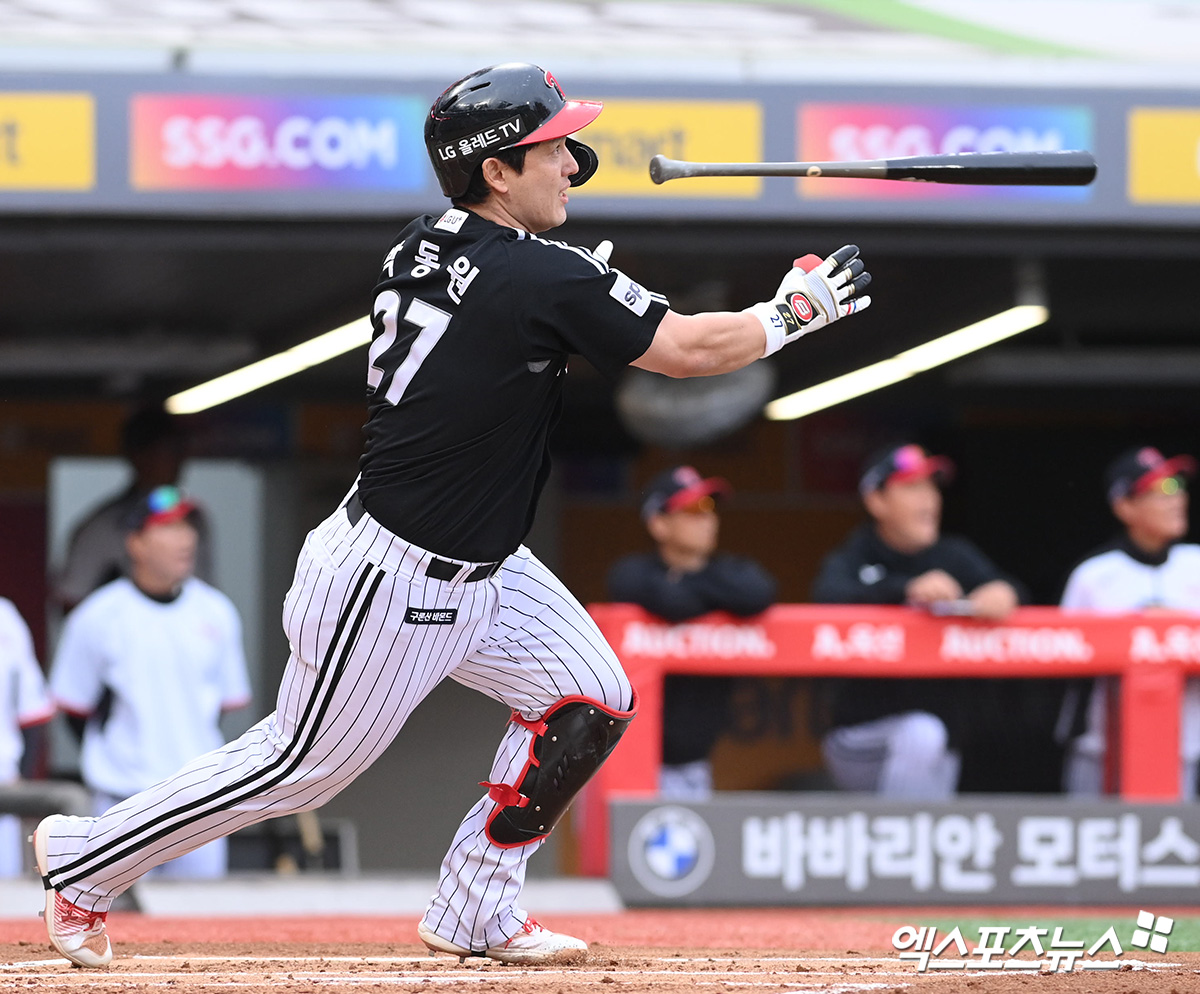 박동원은 11일 사직구장에서 열린 '2024 신한 SOL Bank KBO 리그' 롯데 자이언츠와 주말 3연전 두 번째 경기에서 6번타자 포수로 선발 출전. 홈런포를 포함해 3안타 경기를 펼쳐 공격에 활력을 불어넣었다. 엑스포츠뉴스 DB