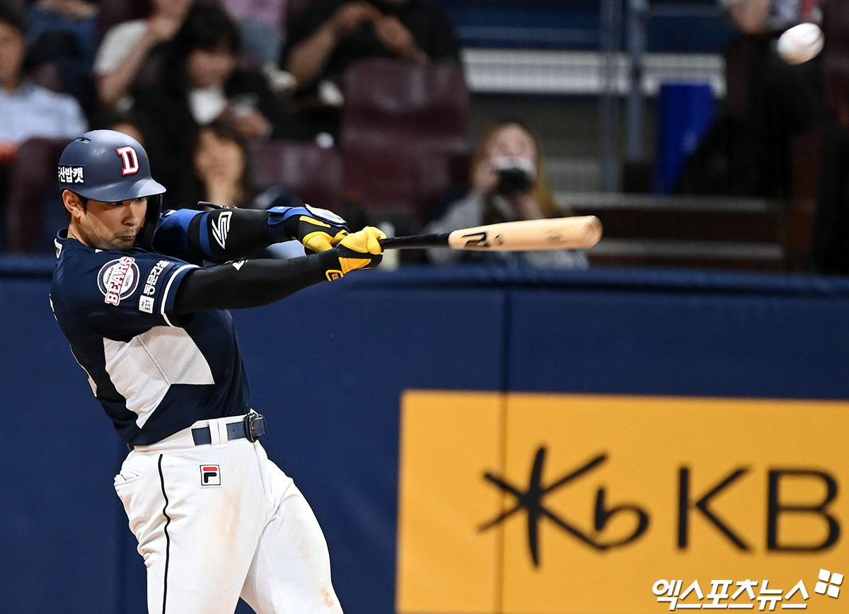 강승호는 5일 창원 NC파크에서 열린 '2024 신한 SOL Bank KBO 리그' NC와 주중 3연전 두 번째 맞대결에서 11회초 대타로 출전. 1타점 적시타를 때려 팀 승리에 힘을 보탰다. 엑스포츠뉴스 DB