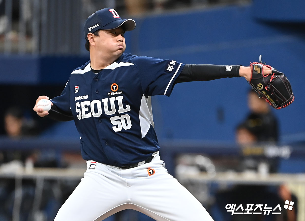  이영하는 5일 창원 NC파크에서 열린 '2024 신한 SOL Bank KBO 리그' NC와 주중 3연전 두 번째 맞대결에서 10회말 구원 등판. 1⅓이닝 무실점으로 팀 승리를 지켰다. 엑스포츠뉴스 DB