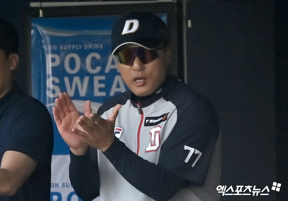 이승엽 두산 감독은 5일 창원 NC파크에서 열린 '2024 신한 SOL Bank KBO 리그' NC 다이노스와 주중 3연전 두 번째 경기에서 팀이 4-3으로 승리한 뒤 선수단을 향한 응원의 메시지를 보냈다. 엑스포츠뉴스 DB