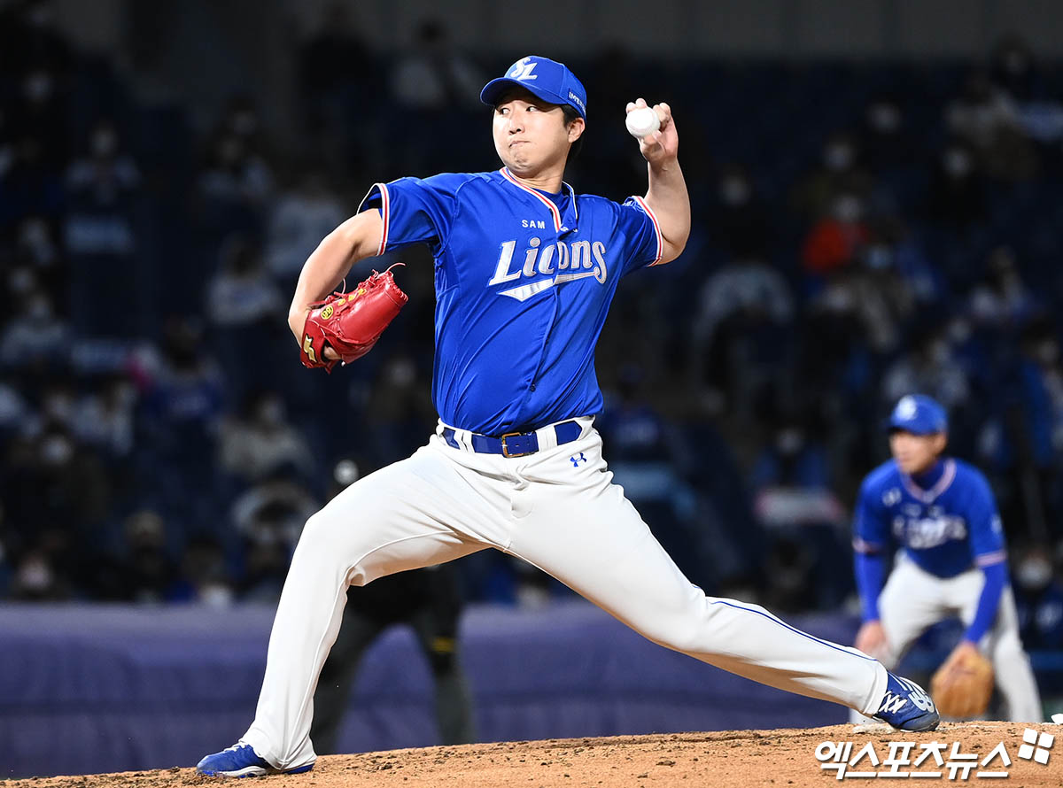 19일 경산볼파크에서 열린 2024 메디힐 KBO 퓨처스리그 KIA 타이거즈와 삼성 라이온즈의 경기, 올해 첫 실전에 나선 삼성 선발투수 최채흥이 3이닝 2피안타 무사사구 2탈삼진 무실점을 기록했다. 엑스포츠뉴스 DB