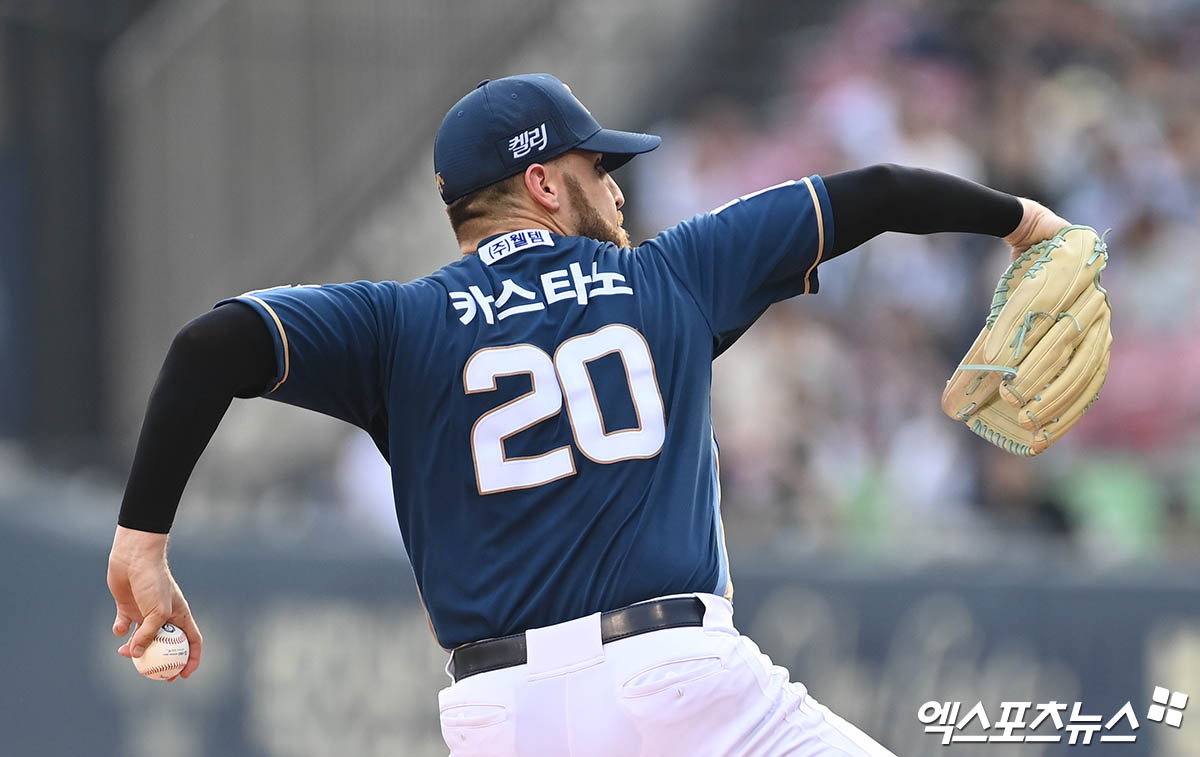 NC 투수 카스타노는 19일 잠실구장에서 열린 '2024 신한 SOL Bank KBO 리그' 두산과 주중 3연전 두 번째 경기에서 선발 등판. 6이닝 3실점 2자책점으로 팀 승리의 발판을 만들었다. 잠실, 박지영 기자