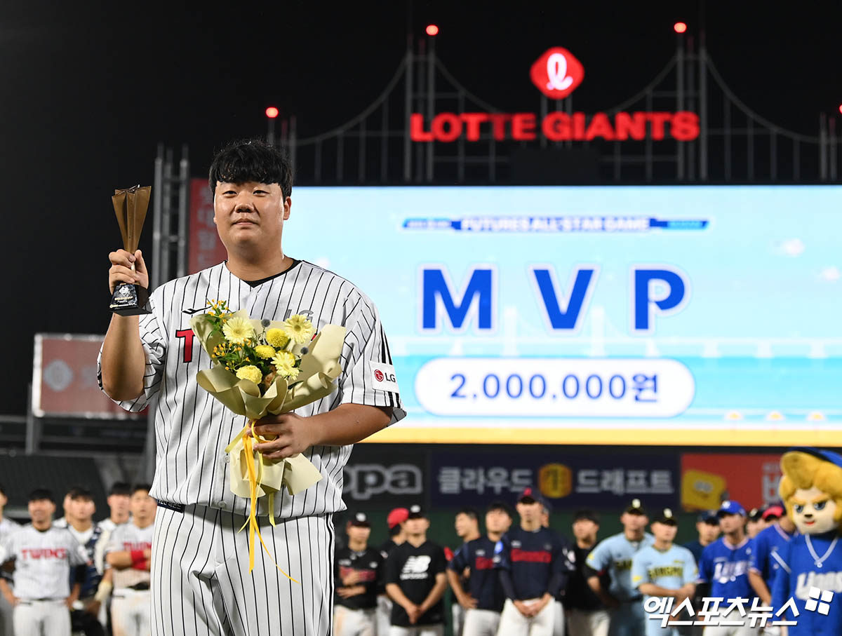 LG 포수 김범석은 5일 인천 SSG랜더스필드에서 '2024 신한 SOL Bank KBO 리그 올스타전 프라이데이' 퓨처스리그 올스타전에 북부리그 4번타자 1루수로 선발 출전한다. 엑스포츠뉴스 DB