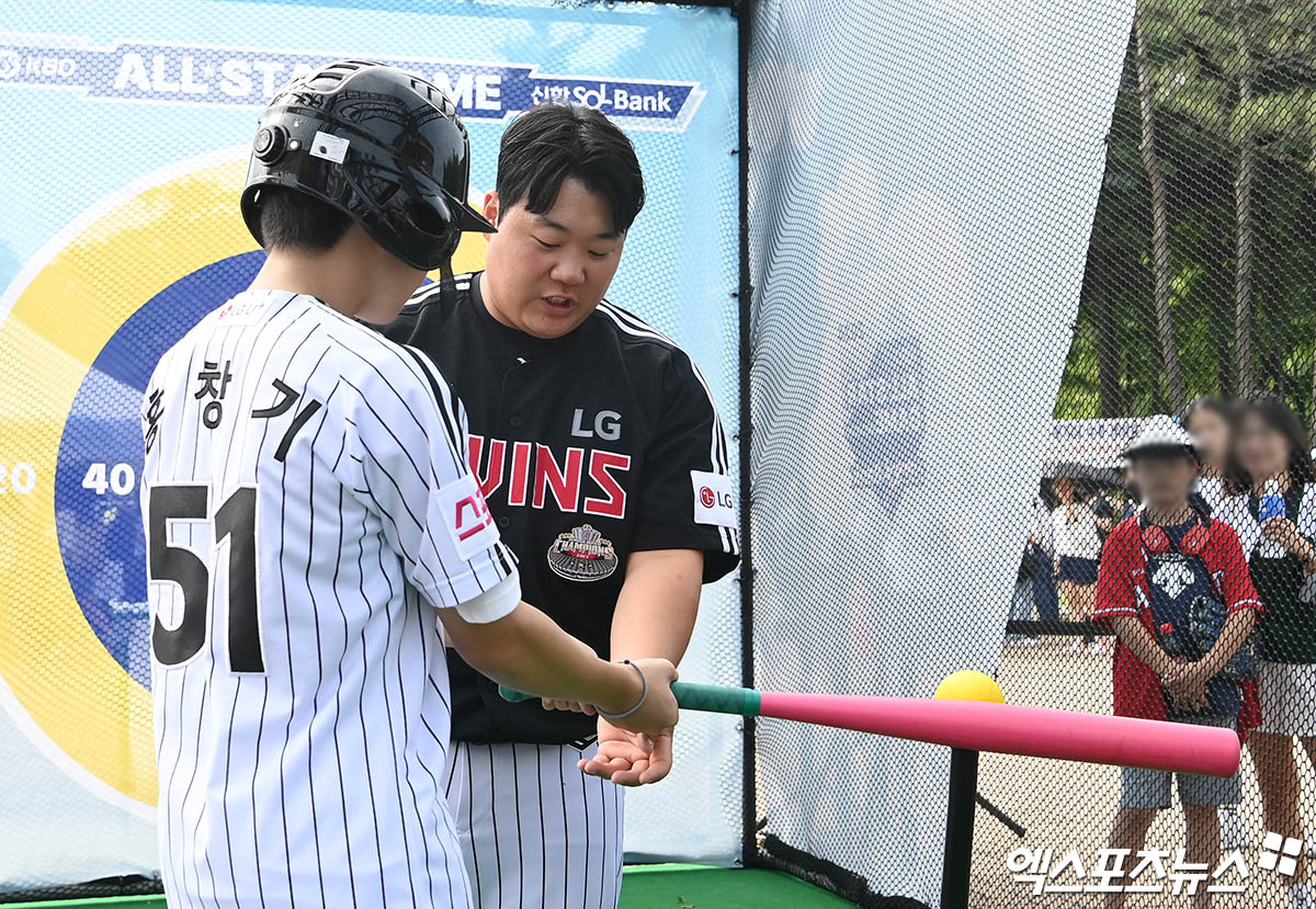 LG 포수 김범석은 5일 '2024 신한 SOL Bank KBO 리그 올스타전 프라이데이' 퓨처스리그 올스타전에 참석했다. 김범석은 북부리그 4번타자 1루수로 선발 출전했다. 잠실, 박지영 기자