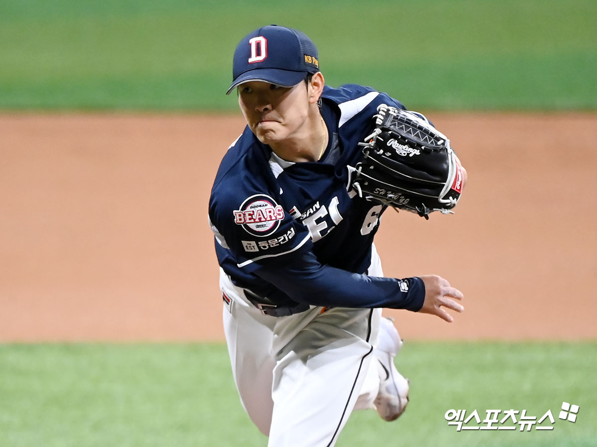 두산 투수 최원준은 16일 울산 문수야구장에서 열린 '2024 신한 SOL Bank KBO 리그' 롯데와 주중 3연전 첫 맞대결에서 선발 투수로 나섰다. 이날 5이닝 무실점을 기록했지만, 승리와 인연을 맺지 못했다. 엑스포츠뉴스 DB