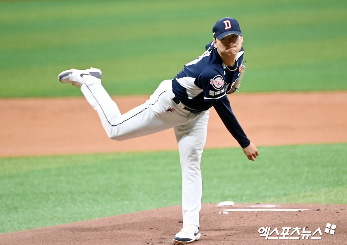 두산 투수 곽빈은 17일 수원 KT위즈파크에서 열릴 '2024 신한 SOL Bank KBO 리그' KT와 주말 3연전 두 번쨰 경기에서 선발 등판했다. 이날 7⅔이닝 2실점으로 승리 투수가 됐다. 교체 사인을 거부하면서까지 책임감을 선보여 팀 승리에 혁혁한 공을 세웠다. 엑스포츠뉴스 DB