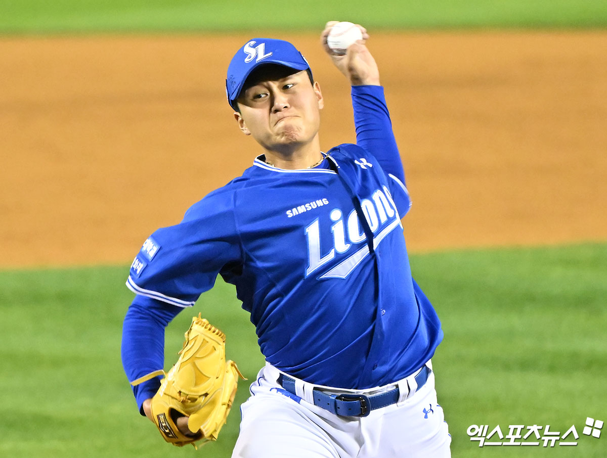 삼성 라이온즈 좌완 영건 이승현이 23일 광주 기아챔피언스필드에서 열린 2024 신한 SOL Bank KBO 포스트시즌 KIA 타이거즈와의 한국시리즈 1차전(10월 21일 경기 서스펜디드 재개)에서 6회말 등판, 1이닝 3탈삼진 1사구 무실점을 기록했다. 사진 엑스포츠뉴스 DB