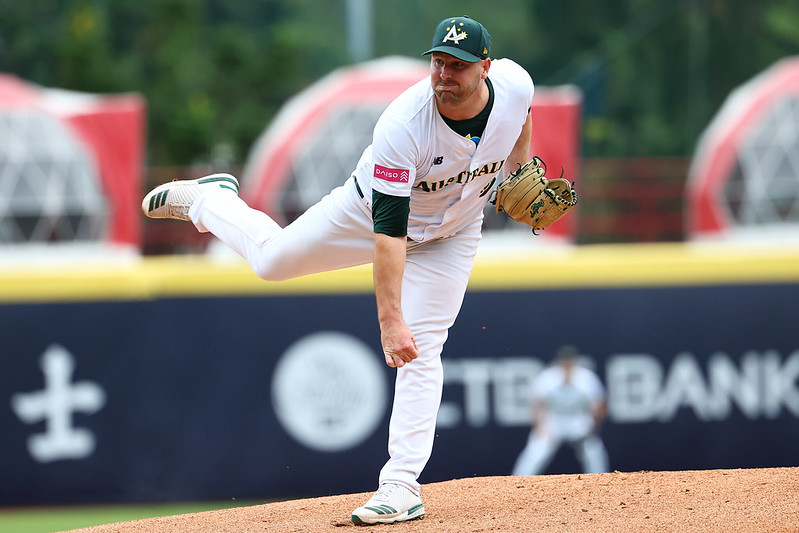 15일 대만 타이베이 톈무야구장에서 열린 2024 세계야구소프트볼연맹(WBSC) 프리미어12 조별리그 B조 도미니카공화국과 호주의 경기, 호주가 5:0으로 승리하면서 대회 첫 승을 신고했다. 선발투수 워윅 서폴드는 3이닝 무실점으로 팀 승리에 힘을 보탰다. WBSC