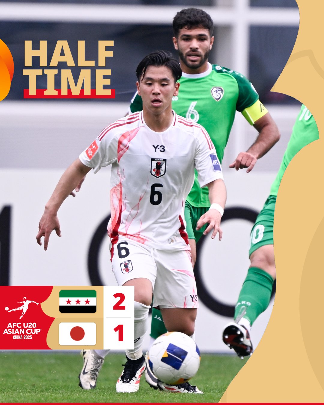 일본 20세 이하(U-20 축구 대표팀이 17일(한국시간) 중국 선전에 있는 룽화 스포츠 센터에서 열린 시리아와의 2024 아시아축구연맹(AFC) U-20 아시안컵 조별리그 D조 2차전에서 2-2로 충격적인 무승부를 거뒀다. AFC