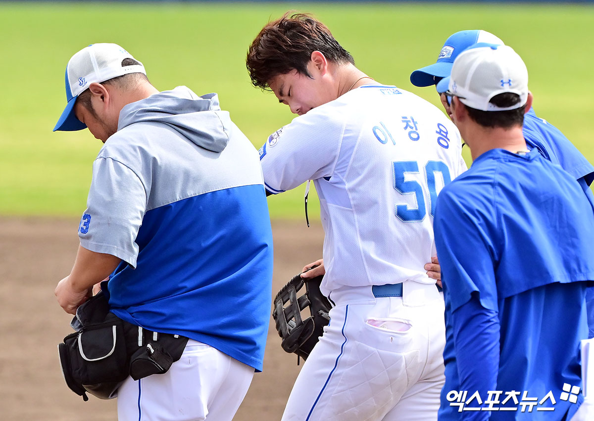 삼성 내야수 이창용(가운데)은 지난 2일 아카마구장에서 열린 KIA와 연습경기에서 수비 도중 타구에 턱 부위를 맞아 이탈했다. 스프링캠프 기간 끝까지 부상자가 속출한 삼성이다. 엑스포츠뉴스 DB
