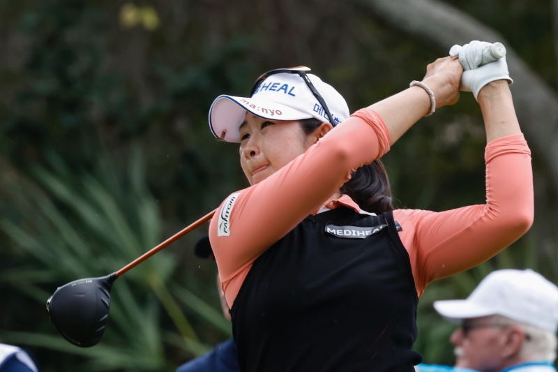 김아림이 LPGA 투어 2025시즌 개막전 힐튼 그랜드 배케이션스 토너먼트 오브 챔피언스에서 티샷을 하고 있다. AFP/연합뉴스