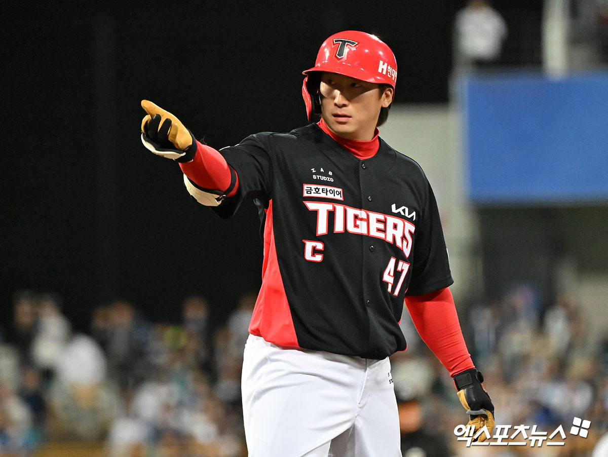 KIA 타이거즈 캡틴 나성범이 11일 창원NC파크에서 열린 2025 신한 SOL Bank KBO 시범경기 4차전에서 NC 다이노스를 상대로 4회초 2타점 2루타를 때려냈다. 사진 엑스포츠뉴스 DB