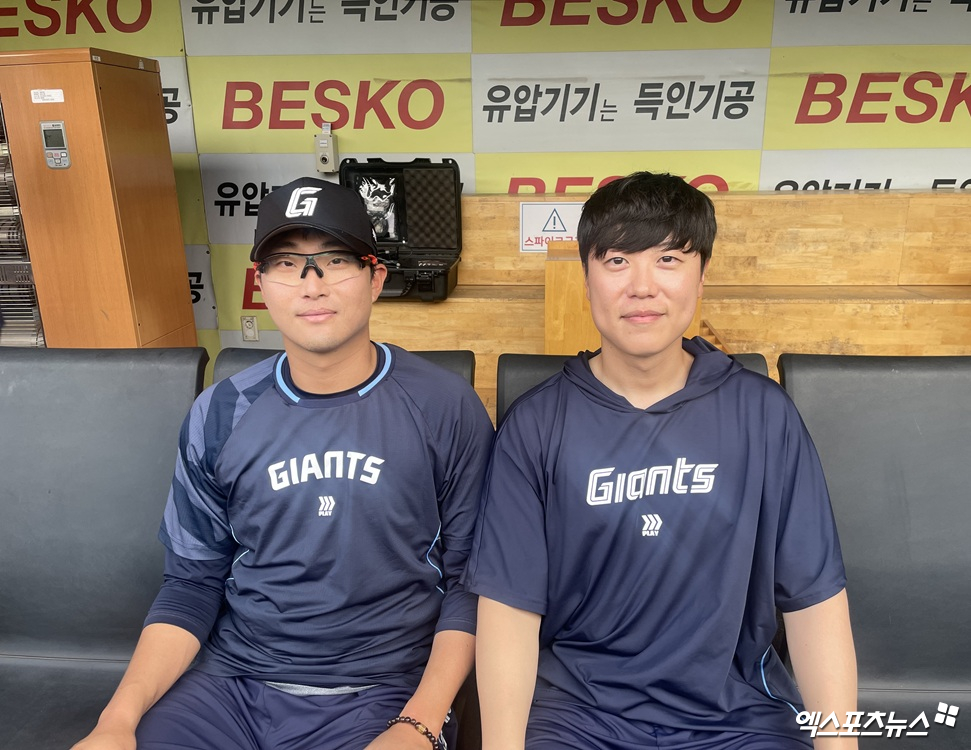 왼쪽부터 롯데 자이언츠 투수 박세웅과 박진형. 엑스포츠뉴스 대구, 최원영 기자