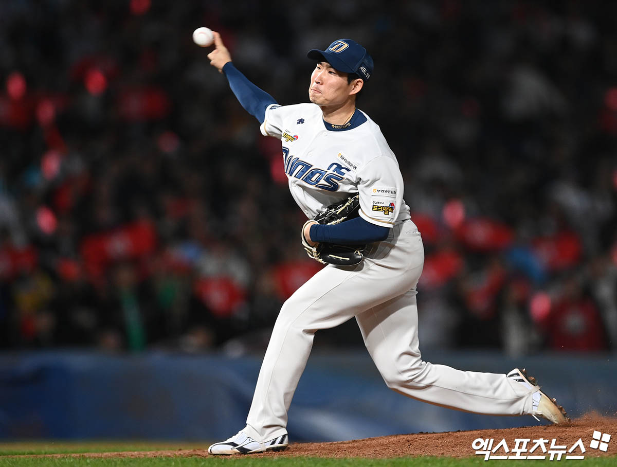 NC 다이노스 투수 이재학이 정규시즌 경기에 등판해 투구하고 있다. 이재학은 팔꿈치 인대 손상으로 4월 30일 수술을 받을 예정이다. 엑스포츠뉴스 DB