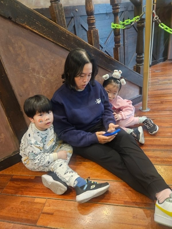 안선주와 쌍둥이 자녀 태율, 태린. 안선주 제공