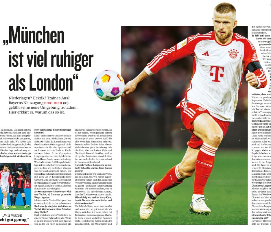 전 잉글랜드 국가대표 수비수 에릭 다이어가 독일 최고 명문 바이에른 뮌헨에서의 1년 6개월 생활을 마감한다. 뮌헨 구단은 2일 '다이어는 바이에른 뮌헨과의 계약이 끝나는 이번 시즌 말에 떠날 것'이라며 '크리스토프 프로인트 단장은 RB 라이프치히 원정 경기 사전 기자회견에서 이를 밝혔다'고 했다. 지난해 1월 김민재의 아시안컵 참가로 인한 공백을 메우러 지난해 1월 6개월 임대 신분으로 뮌헨에 왔던 다이어는 재계약까지 이뤄내면서 45경기를 뛰고 2득점하며 토트넘에서 쫓겨나던 자신의 과거를 말끔히 지웠다. 키커