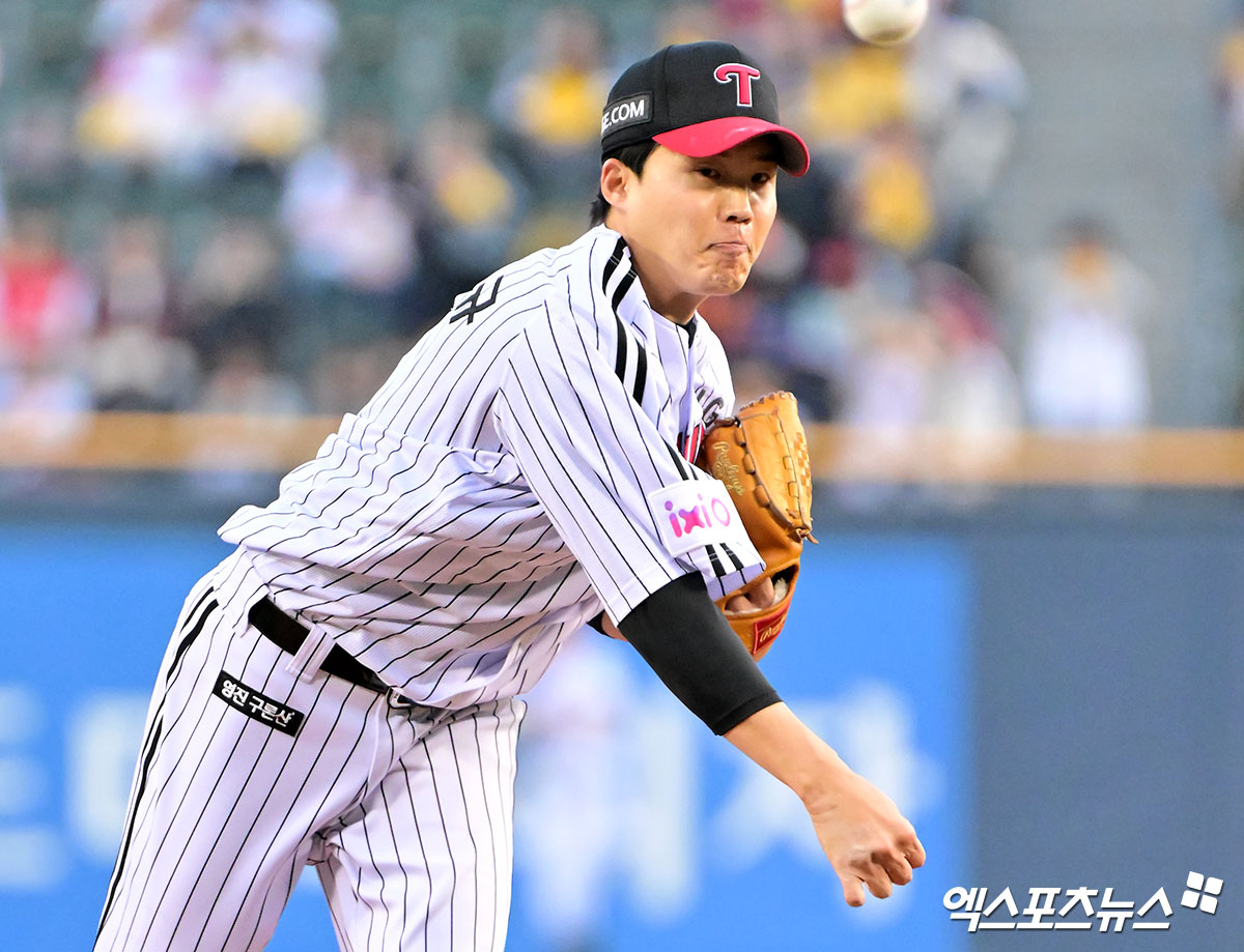 LG 트윈스 임찬규가 경기에 선발 등판해 투구하고 있다. 엑스포츠뉴스 DB