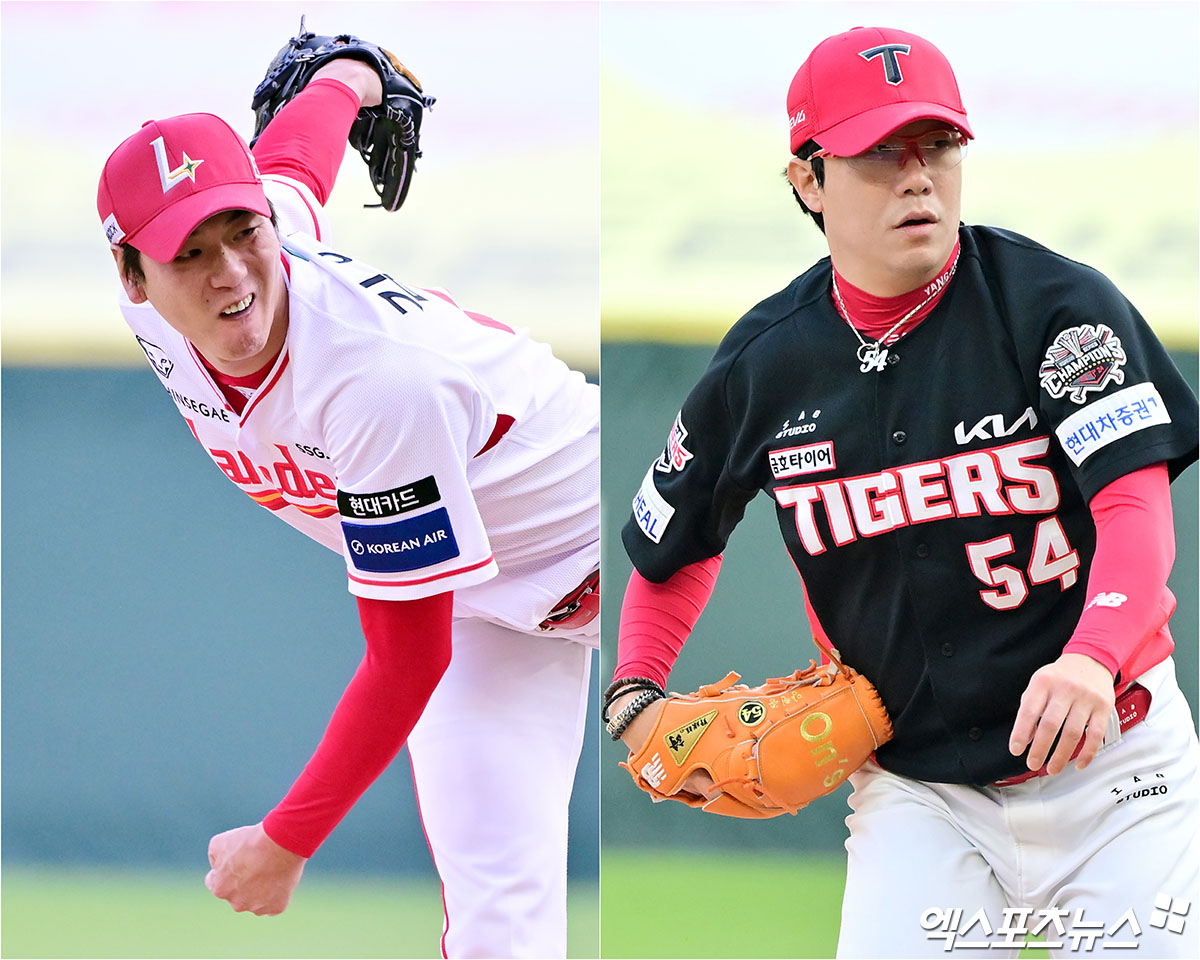 11일 오후 인천SSG랜더스필드에서 열린 '2025 신한 SOL Bank KBO리그' KIA 타이거즈와 SSG 랜더스의 더블헤더 2차전 경기, 사진은 선발로 등판한 SSG 김광현과 KIA 양현종의 모습. 문학, 김한준 기자