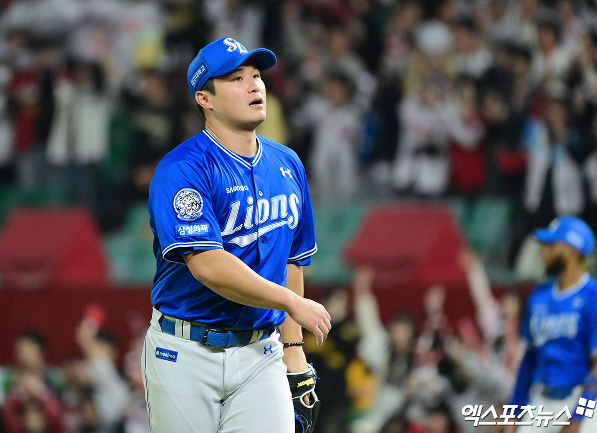 삼성 라이온즈 우완 최원태가 우측 팔등 부상으로 18일 부산 사직야구장에서 열린 2025 신한 SOL Bank KBO리그 롯데 자이언츠와의 팀 간 6차전에 앞서 1군 엔트리에서 제외됐다. 사진 엑스포츠뉴스 DB